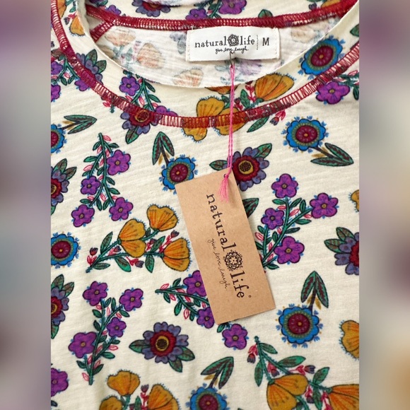 NWT Natural Life Lily Cotton Short Sleeve Tee Shirt Size Medium - Picture 8 of 11